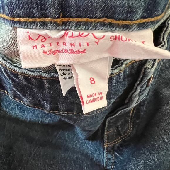 Isabel Maternity Medium Wash Side Panel Midi Jean Shorts - Size 8/29- NWT - Picture 2 of 8